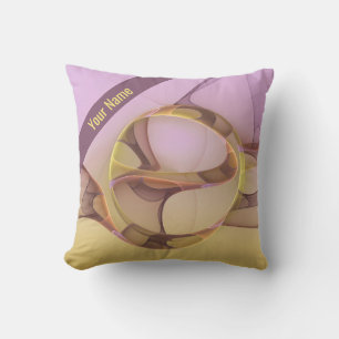 Coussin Mouvements Abstraits Moderne Nom Fractal Doré Rose