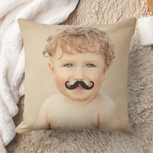 Coussin Moveable Funny Black Mr Mustache/Mustache Photo (Couverture)