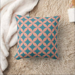 Coussin Moyenne du siècle Mod géométrique Rétro moderne Pê<br><div class="desc">Ce motif mi-mod rétro en pêche & bleu fait une déclaration amusante et colorée pour votre maison. Coordonner les éléments disponibles.</div>