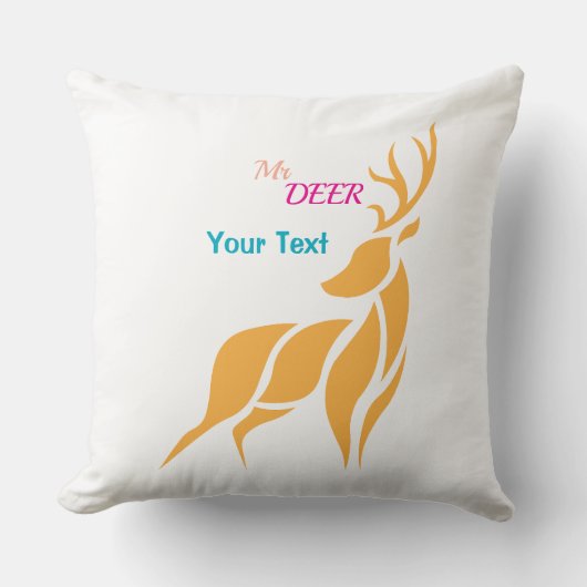 Coussin Mr. Deer Graphic – Rustic Woodland Style (Recto)