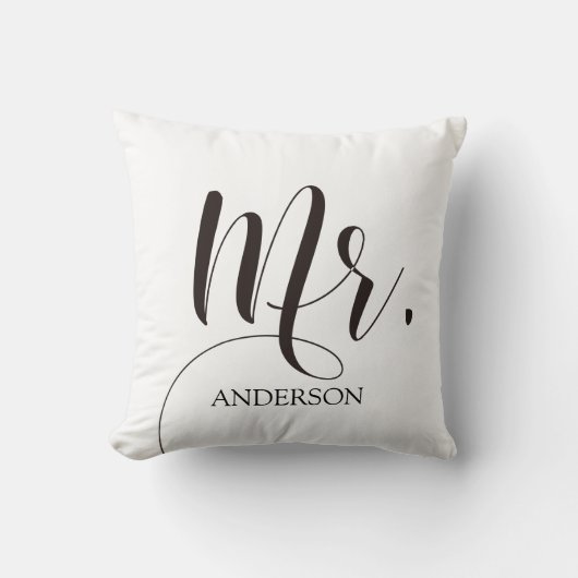 Coussin Mr|Mr& Mme| Calligraphie|Mariage personnalisé (Recto)