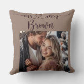 Coussin Mr & Mrs Personalized Photo Throw Pillow (Verso)