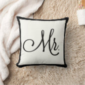 Coussin "Mr" noir & blanc, personnalisé sur le dos (Couverture)