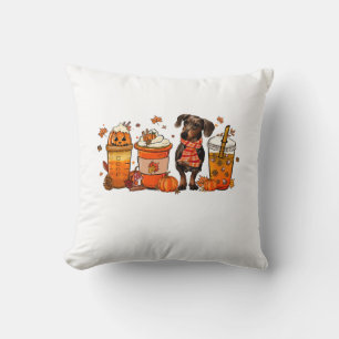 Coussin Mug café d'automne avec Dachshund