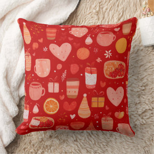 Coussin Mugs et Cadeaux de Fêtes Cosy Motif Rouge