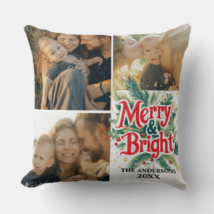 Coussin Multi Phot0 Vintage Colorful Noël unique