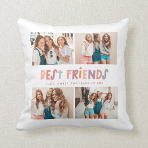 Coussin Multi photo coloré amusant typographie meilleurs 