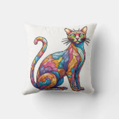 Coussin Multicolor Mosaic drôle Chat 756 (Verso)