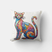 Coussin Multicolor Mosaic drôle Chat 756 (Recto)