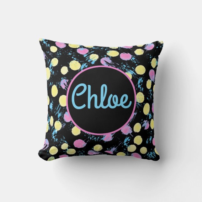 Coussin Multicolore de peinture Confetti personnalisé (Recto)