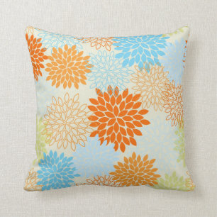 Coussin Mums orange et bleu