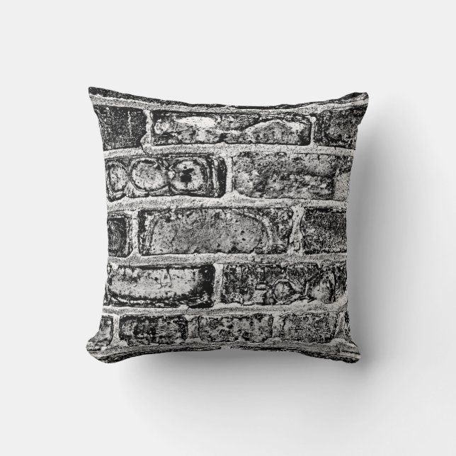 Coussin Mur de brique en noir et blanc (Recto)