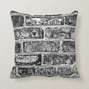 Coussin Mur de brique en noir et blanc