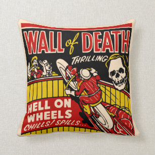 Coussin "Mur emballage vintage de moto de mort"