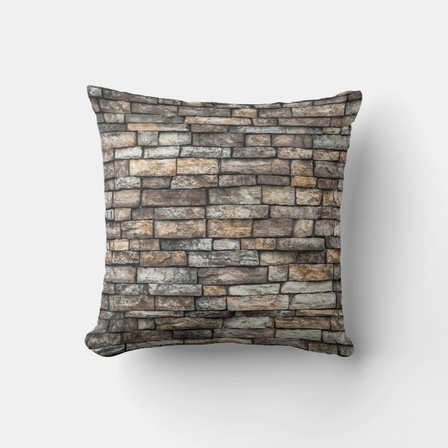 Coussin Mur en brique gris (Recto)