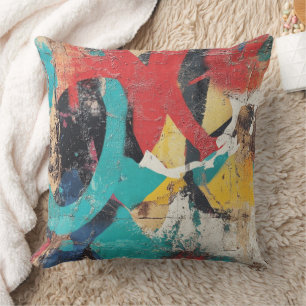 Coussin Murale de rue avec coulures superposées et couleur