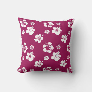 Coussin Mûre et Hibiscus Blanc Tropical