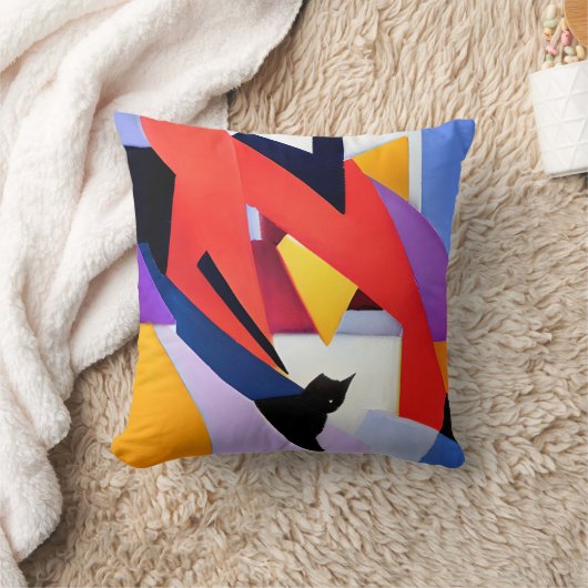 Coussin Muse de minuit - Chat noir et édition d'art Abstra (Couverture)