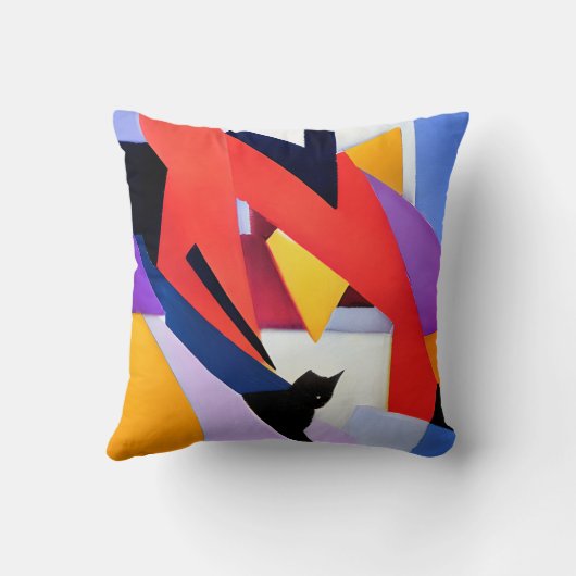 Coussin Muse de minuit - Chat noir et édition d'art Abstra (Verso)