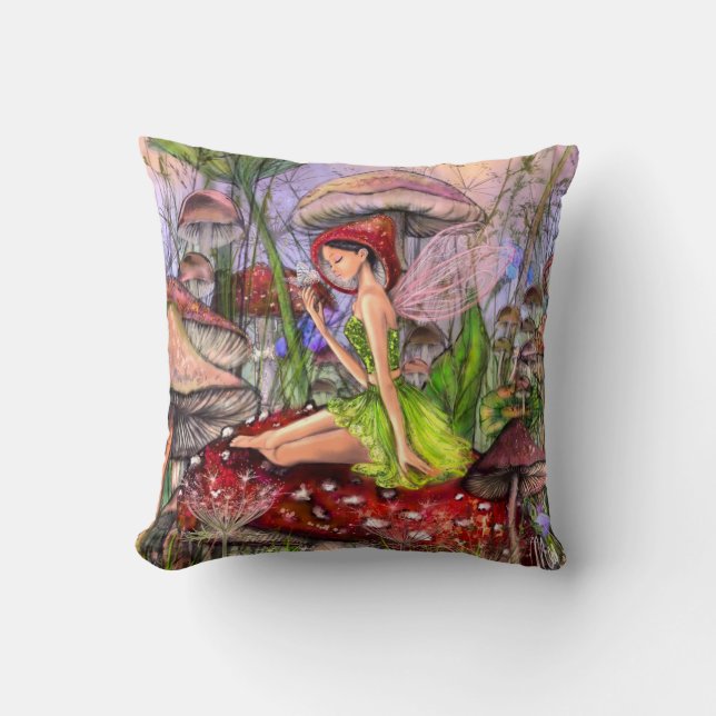 Coussin Mushrooms Fantasy Throw Pillow (Recto)