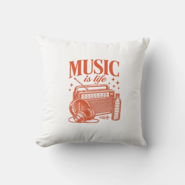 Coussin Music Is Life Vintage Design (Recto)