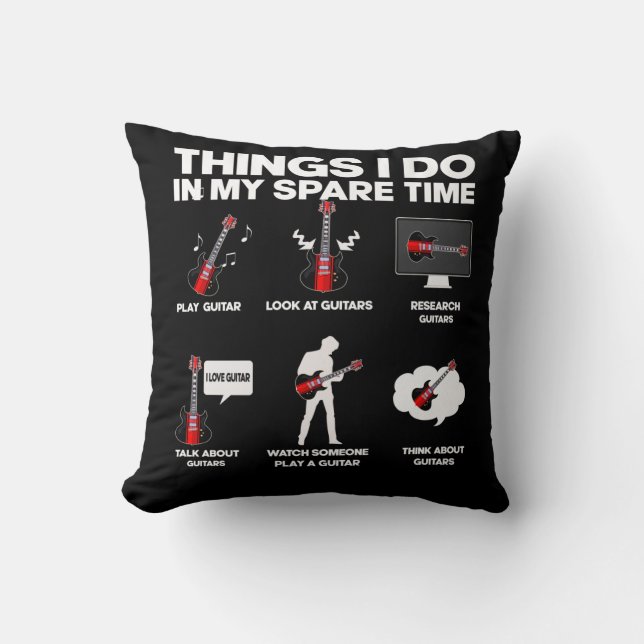 Coussin Musicien guitariste accro à la guitare (Recto)
