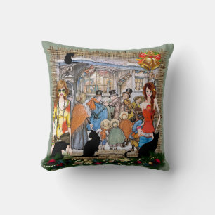 Coussin Musiciens dans le vieux Amsterdam pendant Noël
