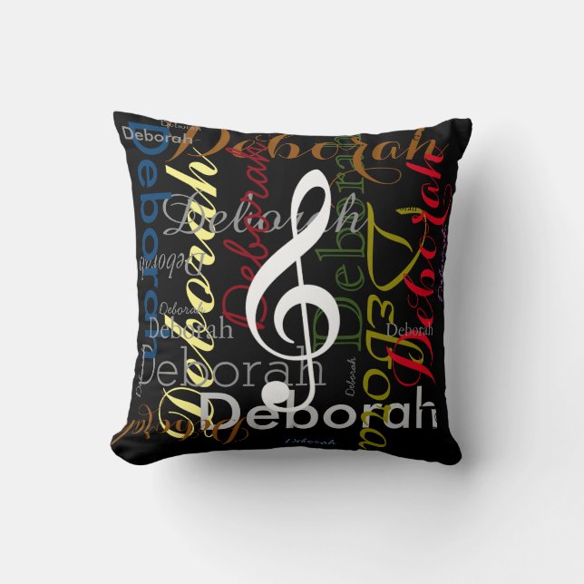 Coussin musique à motifs décoration design (Recto)