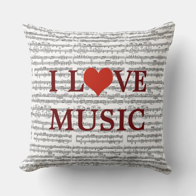 Coussin musique d'amour / notes musicales (Recto)