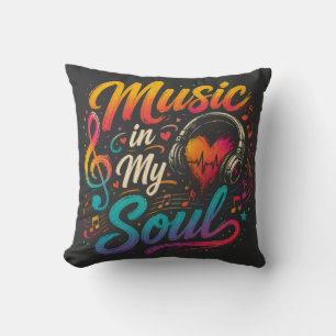 Coussin Musique dans mon âme Casque coloré Cœur musical