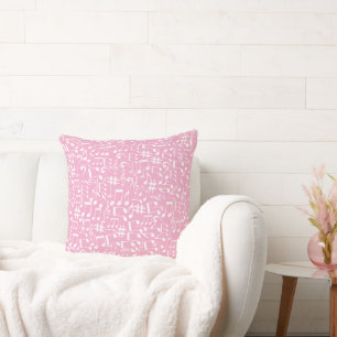 Coussin Musique Danse Notes Blanches Rose Tendre