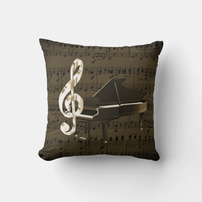 Coussin Musique de feuille de bronze de clef triple d'or (Recto)
