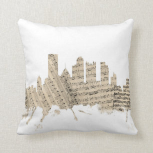 Coussin Musique de feuille d'horizon de Pittsburgh