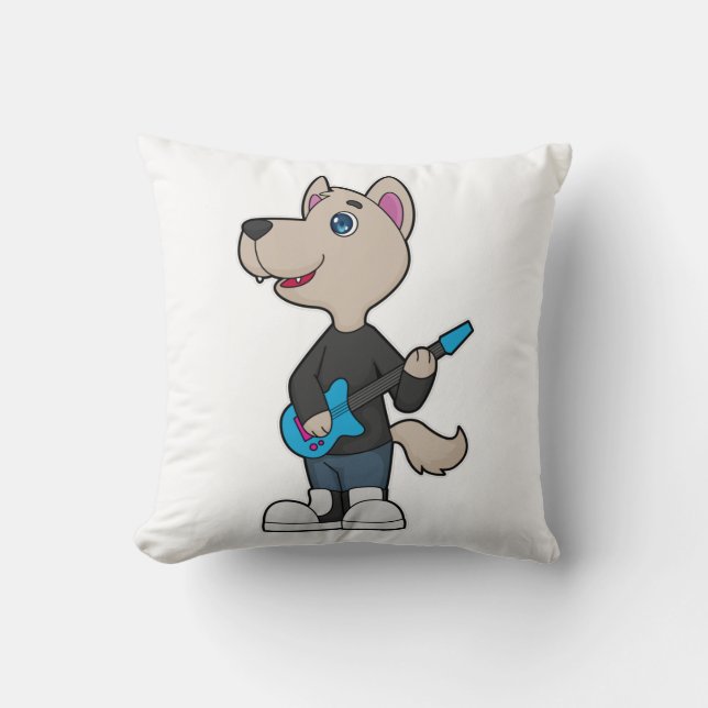 Coussin Musique de guitare musicienne de chien (Recto)