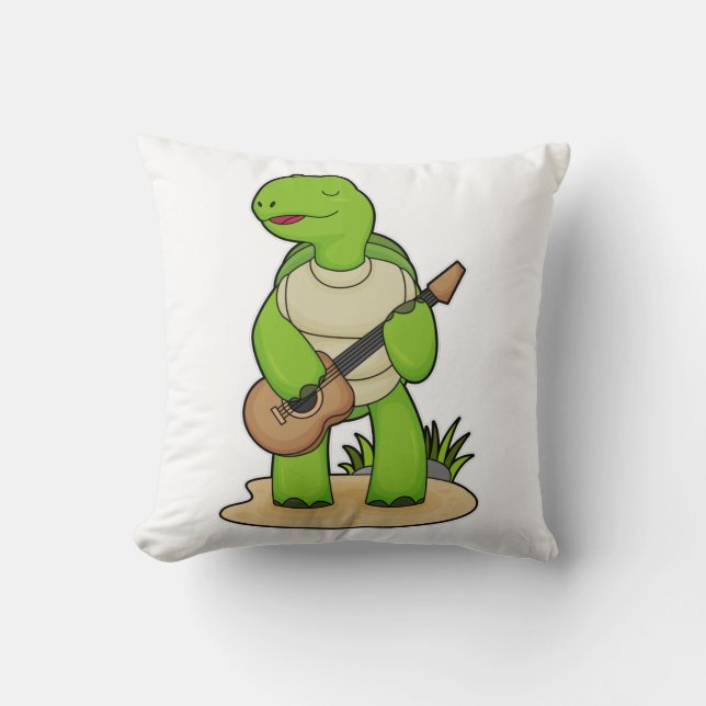 Coussin Musique de guitare musicienne de tortue (Recto)