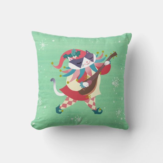 Coussin Musique de Noël Elf Chat Jeu d'oreiller (Recto)