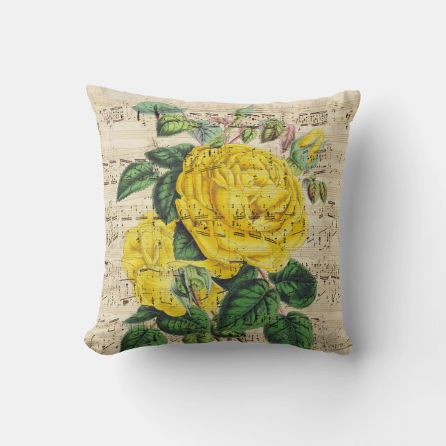 Coussin Musique de rose jaune (Recto)