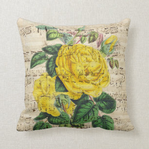 Coussin Musique de rose jaune