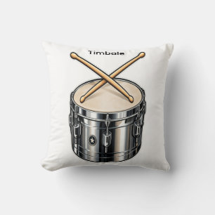 Coussin Musique de tambour timbale et de baguettes croisée