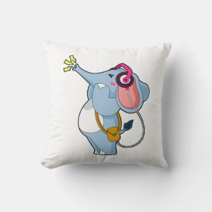 Coussin Musique d'écouteur éléphant