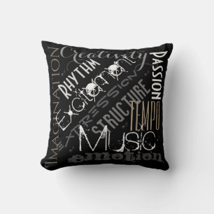 Coussin Musique d'inspiration personnalisée Noir, Blanc, G