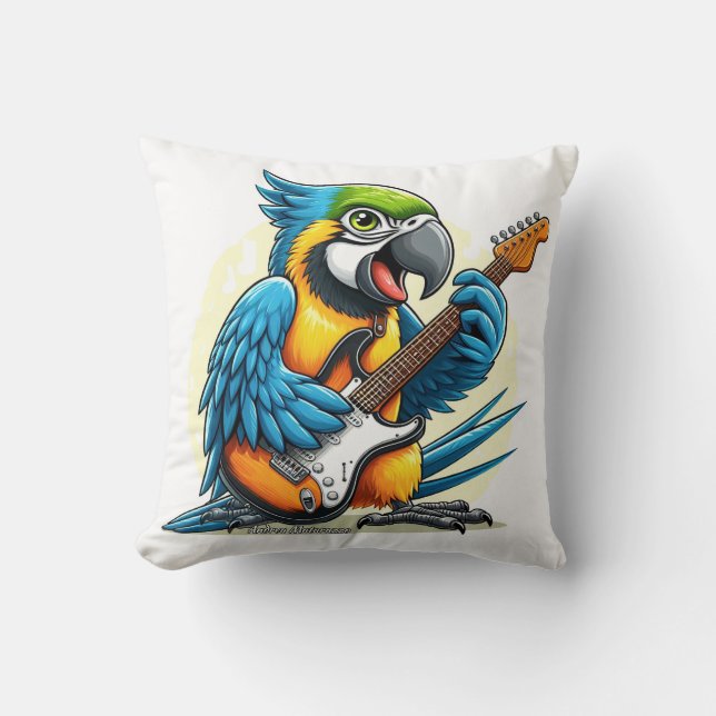 Coussin Musique du rock perroquet (Recto)