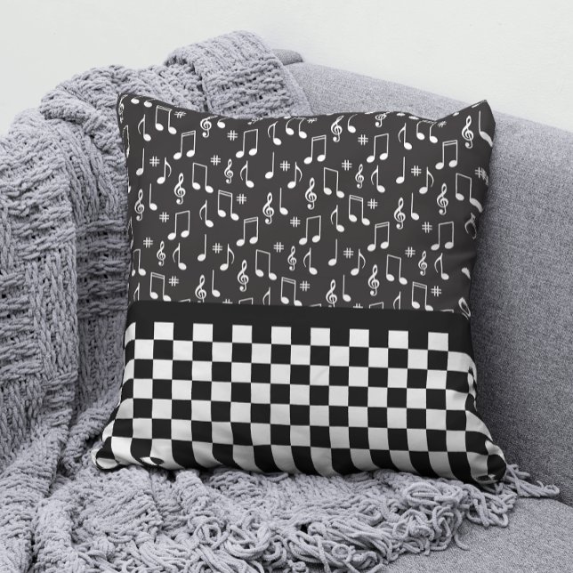 Coussin Musique et damier noir et blanc (Créateur téléchargé)