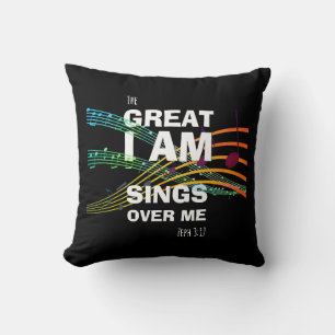 Coussin Musique LE GRAND JE SUIS CHANTE SUR MOI Chrétien