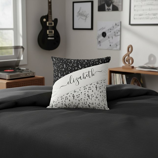 Coussin Musique noire et blanche personnalisée (Créateur téléchargé)