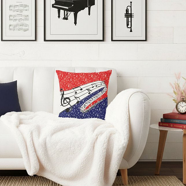 Coussin Musique rouge blanc et bleu (Créateur téléchargé)