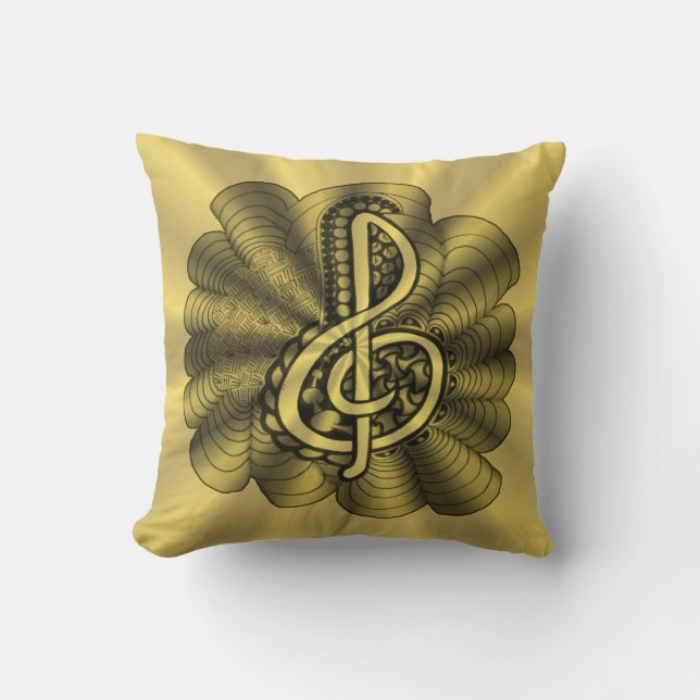 Coussin Musique Treble Clef Gold Customisé (Recto)