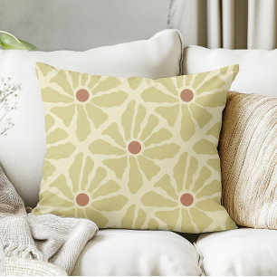 Coussin Mustard Jaune Funky Boho Fleurs Dessinées À La Mai