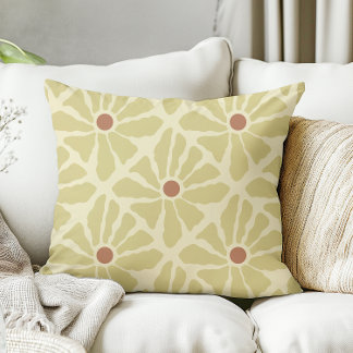 Coussin Mustard Jaune Funky Boho Fleurs Dessinées À La Mai