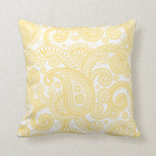 Coussin Mustard Paisley Floral Swirl